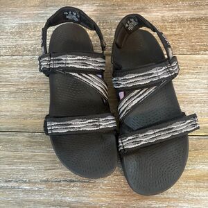 Ryka Kona Trek Sandals Womens 8.5M Gray Black Adjustable Sports Hiking Strappy